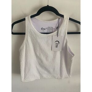 Zyia White Leopard Crop Tank Size XL